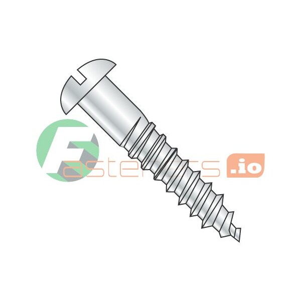 Newport Fasteners Wood Screw, #10, 2 in, Zinc Plated Steel Round Head Slotted Drive, 1000 PK 490355 - main